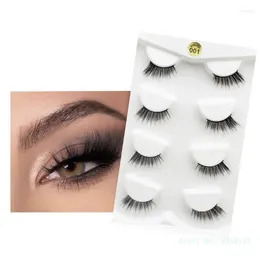 False Eyelashes 4pairs With Black Cotton Band Natural Half Lashes For Women Short Soft Strip