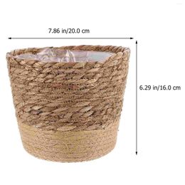 Vases Seagrass Planter Basket Flower Pot Woven Cover Storage Container Hand