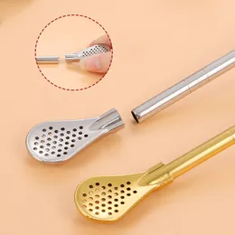 Drinking Straws Detachable Reusable Metal Straw Spoon Sucker Multifunction Convenient Durability Stainless Steel Stirring