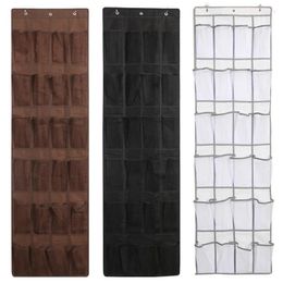 Storage Bags 1 Piece 24 Mesh Door Back Non-Woven Shoe Hanging Bag Pocket Slipper Organiser Brown