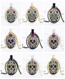 Charms Glass Dome Skull Statement Necklace Jewellery Sugar Skull Chain Choker WomenMen Handmade Necklaces Pendants Christmas Gift4629452