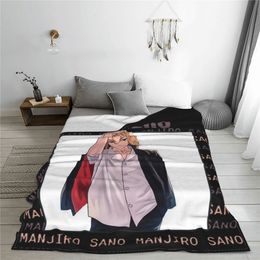 Tokyo Revengers Manjiro Sano Throw Blanket Flannel Sofa Japanese Anime Throw Blankets Lightweight Thin for Car Bedding Throws