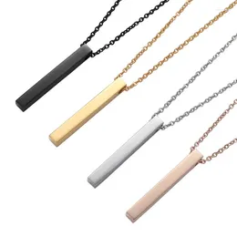 Pendant Necklaces 10pcs 5 40mm Simple Glossy Stainless Steel Rectangular Three-Dimensional Necklace For Women Can Be Laser Carved Jewellery