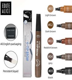 5 Colour Eyebrow Pen Waterproof 4 Fork Tip Brows Tattoo Pencil Long Lasting Natural Dark Brown Liquid Eye Brow4900048