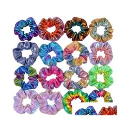 Hair Rubber Bands 12 Colours Ponytail Holder Scrunchy Elastic Laser Hairs Scrunchys Hairbands Ties Ropes For Drop Delivery Jewellery Hai Dhu5U