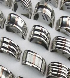 100pcs Silver Lathe Mix Stainless Steel band Rings 8MM Men and Women Fashion Finger Rings Whole stainless steel Jewelry Lots7213835