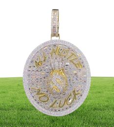 Chains Bling All Hustle No Luck Pendant Iced Out Money Bag Dollar Symbol Necklace Paved 5A CZ Cubic Zircon Men Women Hiphop Jewelr3502894