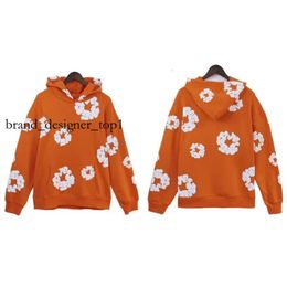 Fashion Brand Denim Teers Hoodie Mens Hoodies Designer Flower Puff Printed Distressed Denim Hoodie Sweatshirt Men Women Mens Denim Taers Hoodie Kapok Denim 3357