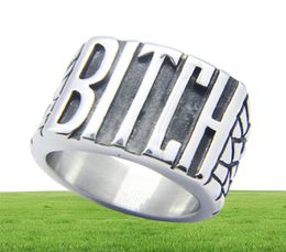 5pcslot Size 510 Newest Popular BITCH Unisex Ring 316L Stainless Steel Fashion Jewelry Popular Biker Hiphop Style Ring12118632727576