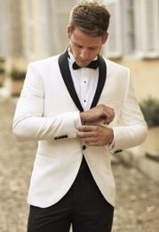 Ivory men suits with Black Lapel wedding tuxedos Custom Made groom suits men suits prom suits jacketPantstie2806180