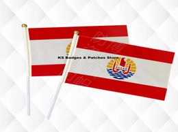 Tahiti Islands Hand Held Stick Cloth Flags Safety Ball Top Hand National Flags 1421CM 10pcs a lot8348959