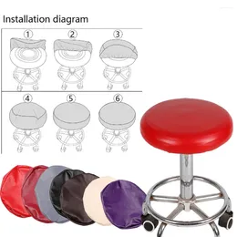 Chair Covers Elastic PU Leather Cover Stool Multi-colors Slipcover Protector Salon Seat Cushion Sleeves Banquet Kitchen