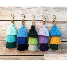 Key Rings Handmade Colorf Boho Pom Tassel Bag Charm Chains Fashion Jewerly Keychains Ring 10 Colours Drop Delivery Jewellery Dhteb