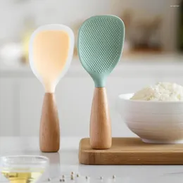 Spoons Silicone Rice Spoon Non-Stick Random Colour High Temperature Quality Wooden Handle Paddle Shovel