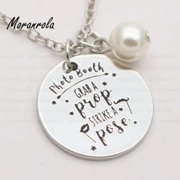 Pendant Necklaces ArriveWedding Po Booth Sign "grab A Prop Strike Pose" Necklace &keychain Charm Graduation Gift Wedding Jewelry