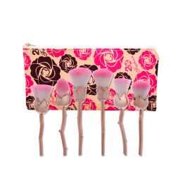 Kits 6pcs Rose Shaped Makeup Brushes Flower Foundation Powder Make Up Brushes Blush Brush Set With Cosmetic Bag Pincel Maquiagem