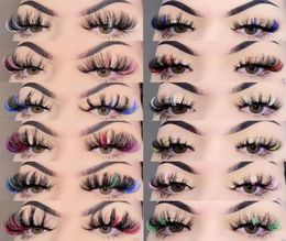 False Eyelashes Mix Color 25mm Mink Lashes Ombre Colorful Bulk Dramatic y Party Colored For Cosplay2932470