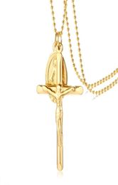 Virgin Mary Necklace in Stainless Steel Gold Medallion Necklace Religious Miraculous Jewelry4863484