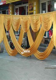 6 Metre length wedding backdrop party decoration ice silk fabric drapery gold swag stage background drape curtain backdrop swags5075765