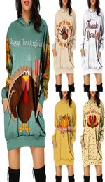 Casual Dresses 3xl Thanksgiving Day Women039s Autumn Letter Printed Long Sleeve Sundress Sexy Plus Size Dress Vestido Robe6141873