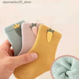 Kids Socks Fur Baby Winter Warm Cotton Cartoon Accessories Baby Socks Cute Radish Newborn Socks Q240413