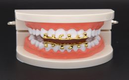 Hip Hop Gold Teeth Grillz Drip 8 Teeth Grills Dental Cosplay Bottom Lower Tooth Caps Rapper Mouth Jewellery Party Gift3613801