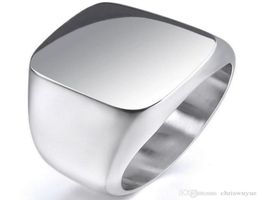 New Vintage Mens Boys Sterling Silver Colour Stainless Steel 316L Polished Biker Signet Solid ring Men039s Jewelry5695904