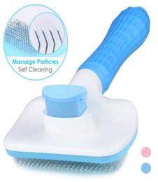 Pet Dog Grooming Dematting Brush Self Cleaning Hair Removal Comb For Dogs Cats with Massage9067633