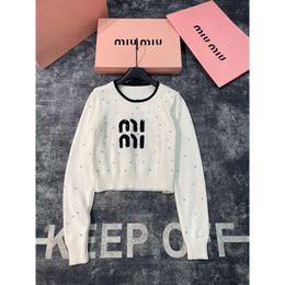 Women's Knits & Tees Autumn/winter Full Nail Diamond Pullover Sweater Towel Embroidered Letter Short Style Single Underwear Top Trendy