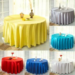 Satin Tablecloth Solid Color Wedding Birthday Party Outdoor Table Cover Polyester Round Table Cloth Covers Home Decoration