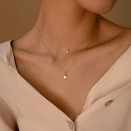 Starburst Layered Necklace by Caitlyn Minimalist Diamond Star Necklace Celestial Jewellery Minimalist Style Gift for Women