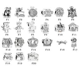 NEW 100% 925 Sterling Silver Fit Charms Bracelets Animals Dog Cat Robot Owl House Gift Box Crown for European Women Wedding Original Fashion Jewelry5028188