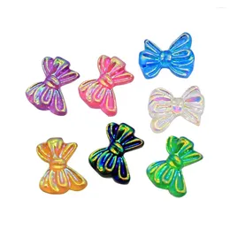 Decorative Flowers 50/100pcs DIY 3D AB Plating Bow Tie Nail Bowtie Design Acrylic Art Resin Decoration Shiny Rhinestone Manicure Tool