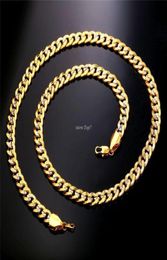 Two Tone Gold Color Chain For Men Hip Hop Jewelry 9MM Choker Long Chunky Big Curb Cuban Link Biker Necklace Man Gift N552235p1418023