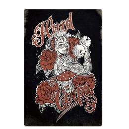 Tattoo Tin Sign Vintage Tattoo Studio Store Wall Decor Sexy Lady Girls Metal Signs Man Cave Pin Up Sign Tin Plate Poster Plaques
