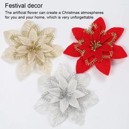 Decorative Flowers 6Pca Christmas Flower Artificial Simulation Decor Home El Window Fireplace Wedding Ornaments Birthday Gifts Red