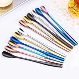 Stainless Steel Long Handle Stirring Spoon Coffee Tea Spoons Dessert Spoon Stirring Rod tiny spoon gold kitchen accessories