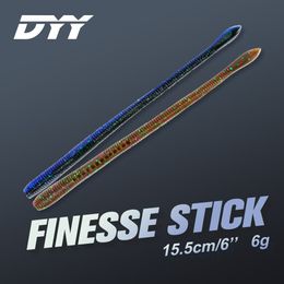 DYY 15.5cm 6g 8pcs Finesse Stick Soft Bait Silicone Worm Floating Minnow Swimbait Wobbler Freshwater Bass Pike Soft Fishing Lure