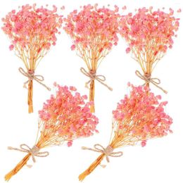 Decorative Flowers 5pcs Wedding Bride Boutonniere Mini Dried Bouquet Corsage Po Prop