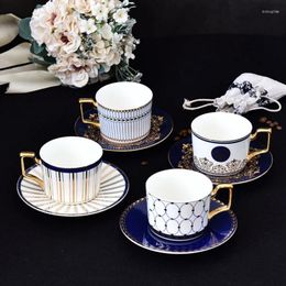 Mugs Ceramic Office Afternoon Tea Coffee Cup Set Bone China Home Gold Handle Gift Plate