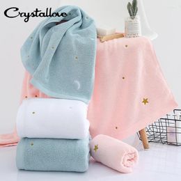 Towel CRYSTALLOVE Simple Fashion Embroidered Stars Moon Absorbent Soft Thick Face Adult Female Male Household Bath