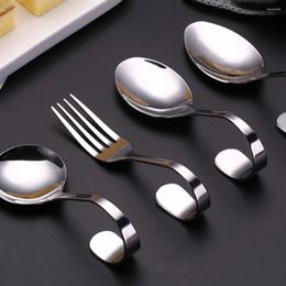 Spoons 6 Pcs Stainless Steel Curved Handle Spoon Dessert Scoops Mixing Multifunctional