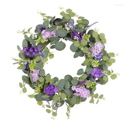 Decorative Flowers Artificial Spring Wreath Purpler Flower For Front Door Window Wedding Party Indoor And Outdoor Decorations