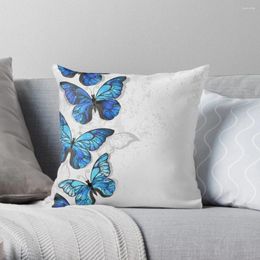 Pillow Design With Blue Butterflies Morpho Throw Cover Set Couch S Christmas Pillowcases Bed