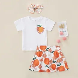 Clothing Sets CitgeeSummer Infant Born Girls Casual Outfits Flower Letter Print Short Sleeve T-shirt Skirt Headband Clothes Set