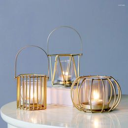 Candle Holders Small Metal Jars Design Vintage Transparent Aesthetic Lantern Container Bougeoir Home Decor