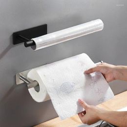 Kitchen Storage Multipurpose No Punching Stainless Steel Restroom Tissue Cling Film Holder Tool