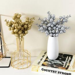 Decorative Flowers 5pc White Artificial Plant Flower Berry For Christmas Wedding Home Decoration Indoor Party DIY Fake Arrangement
