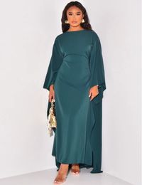 African Style Dresses for Women Autumn Fashion Africa Solid Color Party Dress Muslim Women Round Neck High Waist Long Dress 240407