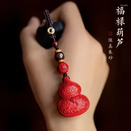 Keychains Natural High-Content Cinnabar Fulu Gourd Car Keychain Multi-Fortune Multi-Blessing Creative Portable Men And Women Jewellery